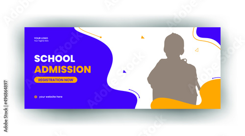 Kid school admission facebook cover & web banner template and  back to school social media cover page   banner template