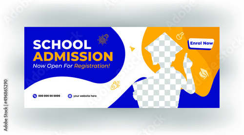 Kid school admission facebook cover & web banner template and  back to school social media cover page   banner template