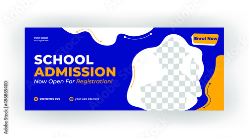 Kid school admission facebook cover & web banner template and  back to school social media cover page   banner template