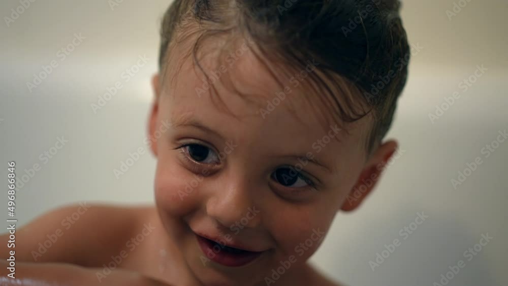Little boy playing at the bathtub bathing child Little boy playing at the bathtub bathing child