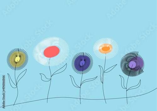 Handgezeichnete Blumen, abstrakt, Horizont, Vektorgrafik
