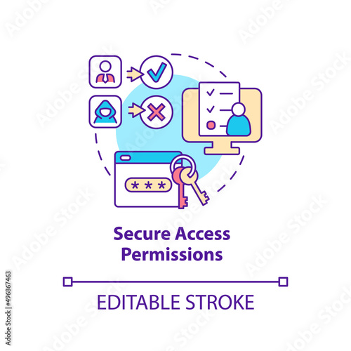 Secure access permissions concept icon. Feature of online workplace abstract idea thin line illustration. Isolated outline drawing. Editable stroke. Arial, Myriad Pro-Bold fonts used