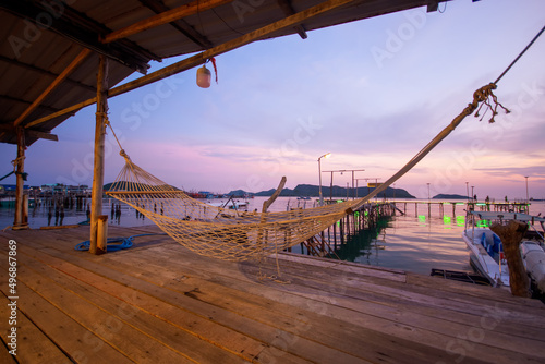 evening nature view At Mae Bang On Homestay, a new country house style homestay near the sea in Chonburi, Thailand.