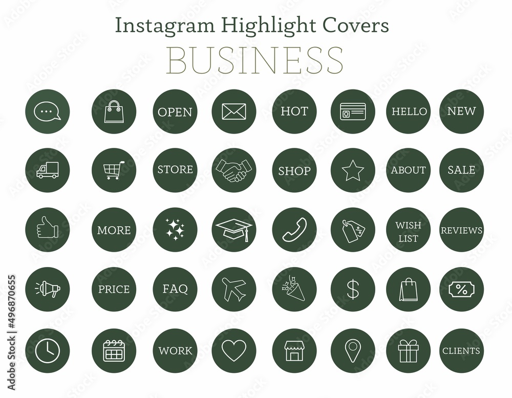 instagram highlights cover shop green Stock-Illustration | Adobe Stock