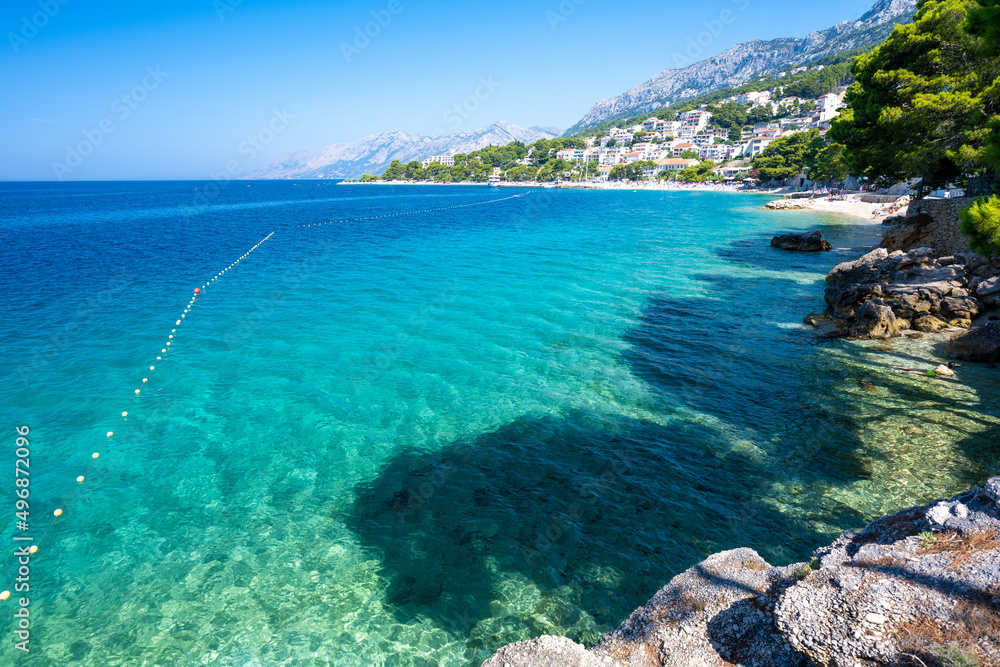 amazing adriatic azure sea in Brela in Dalmatia, Croatia