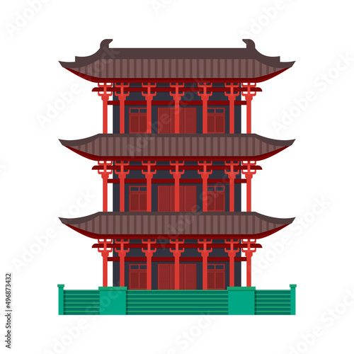 Chinese pagoda or tower, vector icon or clipart.