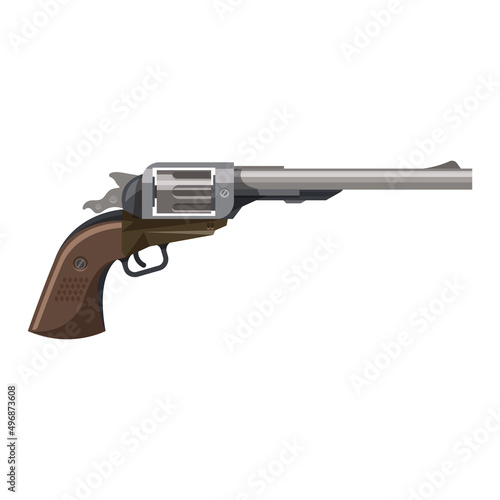 Old magnum revolver or handgun, vector icon