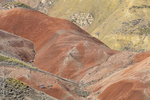 Badland, red lands without vegetation of the Granada Geopark. photo