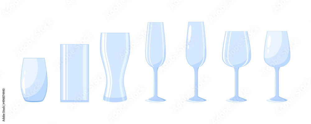 Big vector collection of cocktail glasses for different drinks. Vector illustration Big vector collection of cocktail glasses for different drinks. Vector illustration