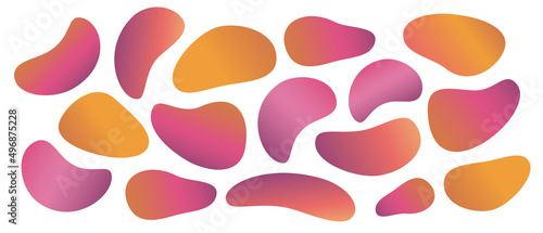 Abstract liquid gradient shapes. Set of free modern graphic elements. Template of fluid organic forms. The transition of colors in the well-known social network. Vector illustration 