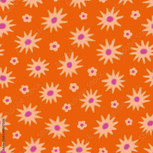 Abstract daisy flowers seamless pattern. Pretty floral background for fashion graphics, textile, wrapping paper.