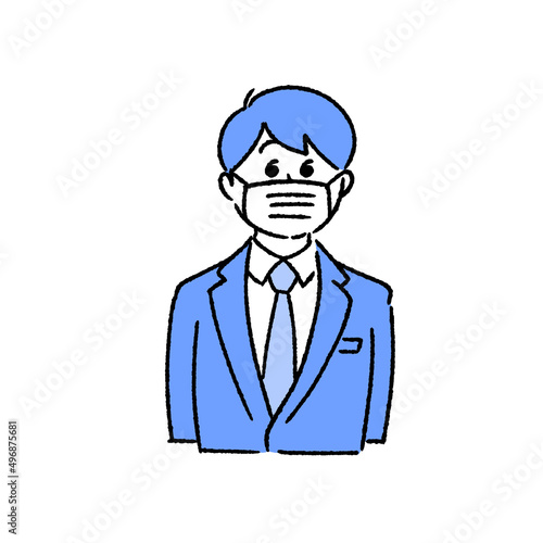 マスクをした若いビジネスマン