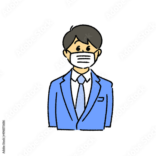 マスクをした若いビジネスマン