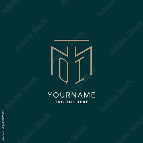 Luxury modern QI logo monogram with geometric monoline style