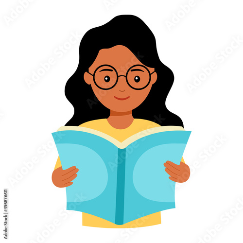 I love reading concept vector illustration on white background. Black woman enjoy reading book in flat design. Bookworm.