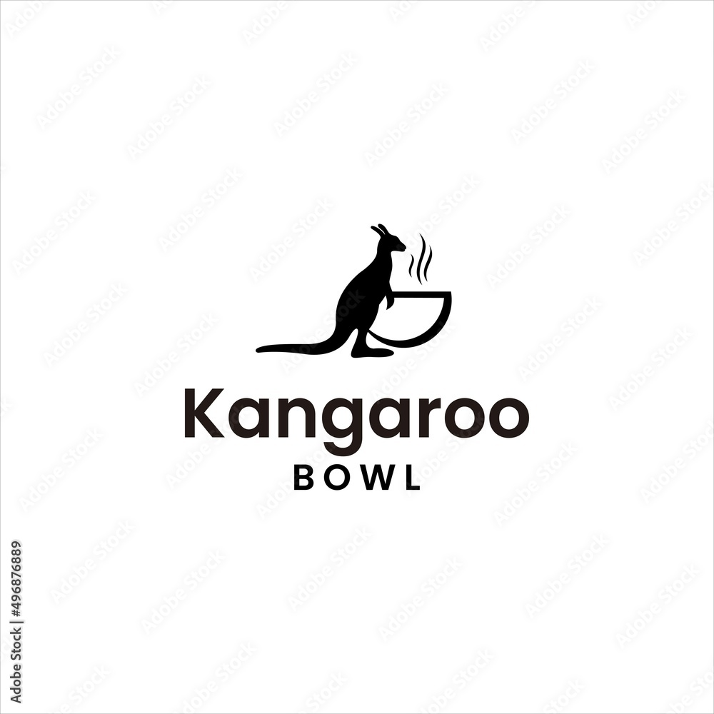 kangaroo logo and bowl vector illustration kangaroo logo and bowl vector illustration