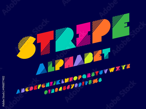 Vector of modern abstract alphabet design uppercase, numbers and symbols