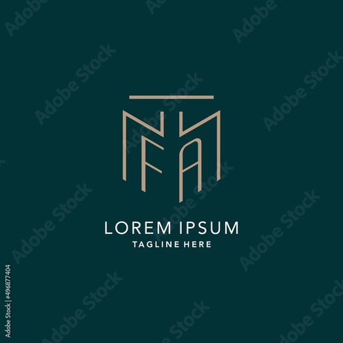 Luxury modern FA logo monogram with geometric monoline style photo