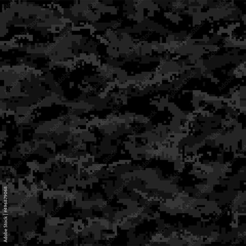 Black digital camouflage seamless pattern. Vector Stock Vector