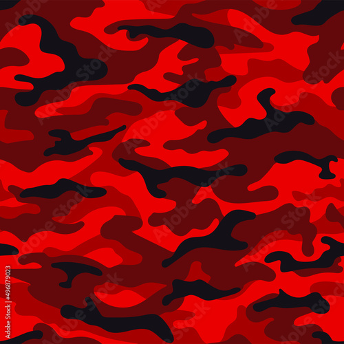 Blood red camouflage seamless pattern. Vector