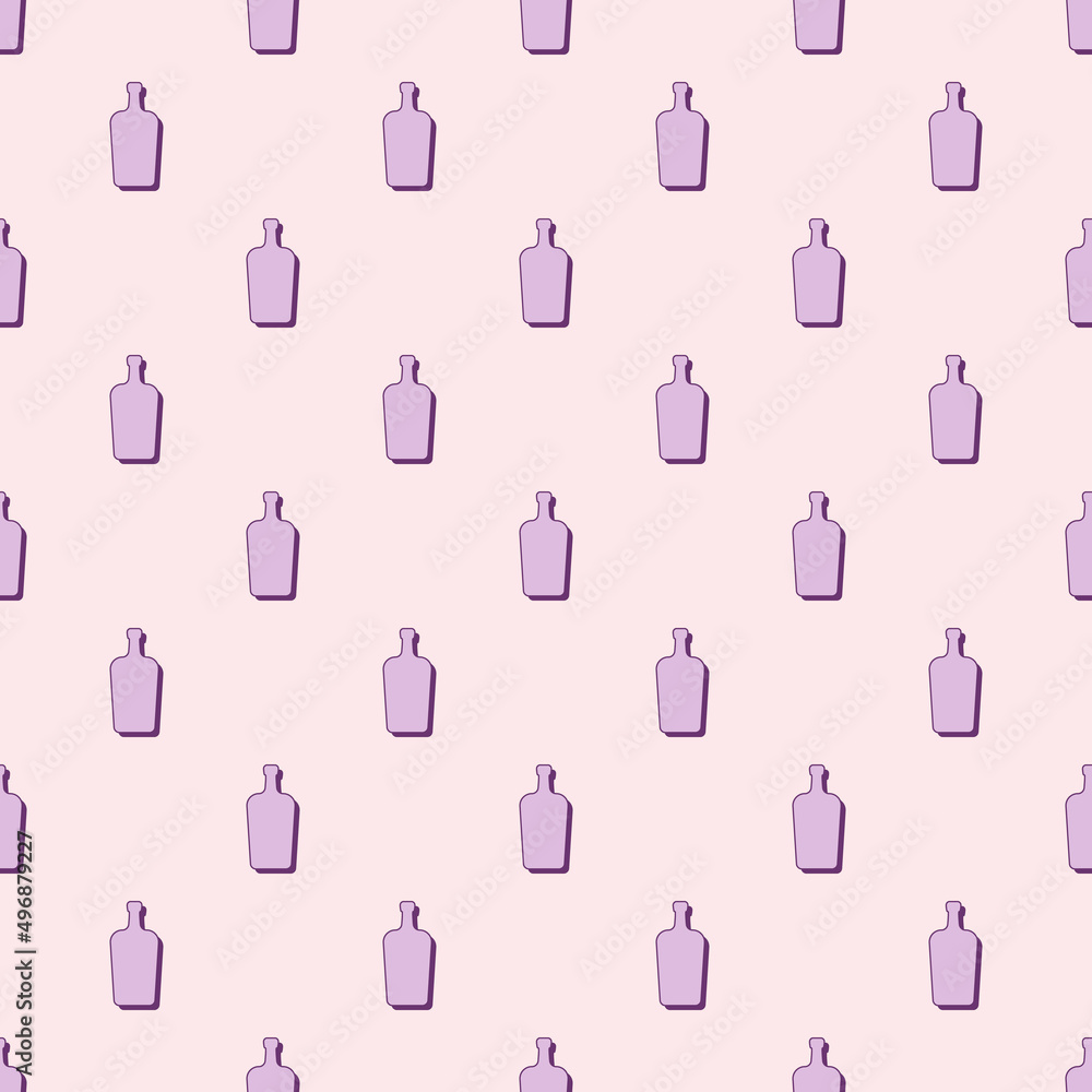 Liquor bottles seamless pattern. Line art style. Outline image. Color repeat template. Party drinks concept. Illustration on background. Flat design style for any purposes Liquor bottles seamless pattern. Line art style. Outline image. Color repeat template. Party drinks concept. Illustration on background. Flat design style for any purposes