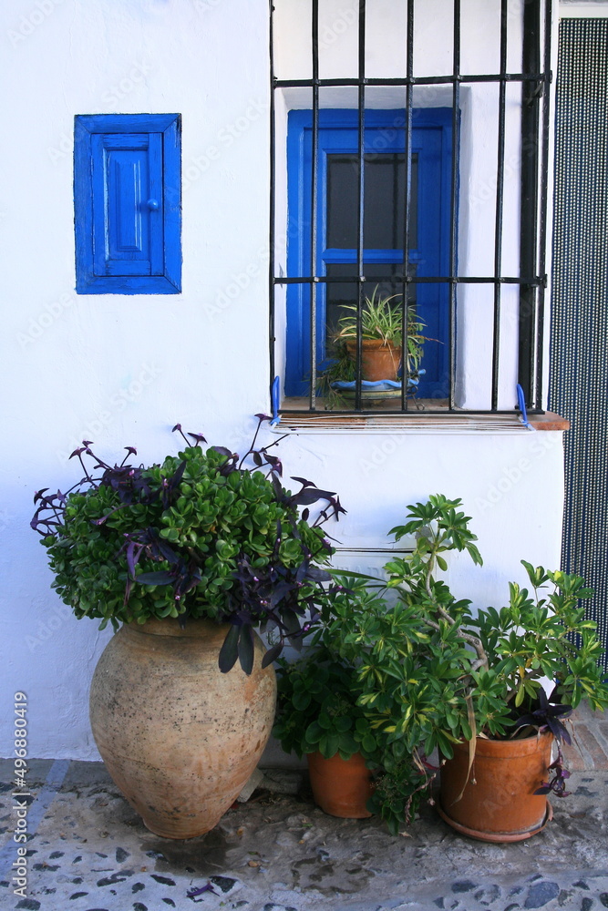 Naklejka premium Façade de maison du village de Frigiliana, Andalousie, Espagne