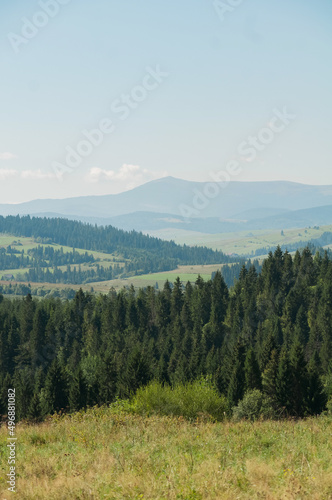 Beautiful landscapes of high mountains in warm autumn in the Carpathians