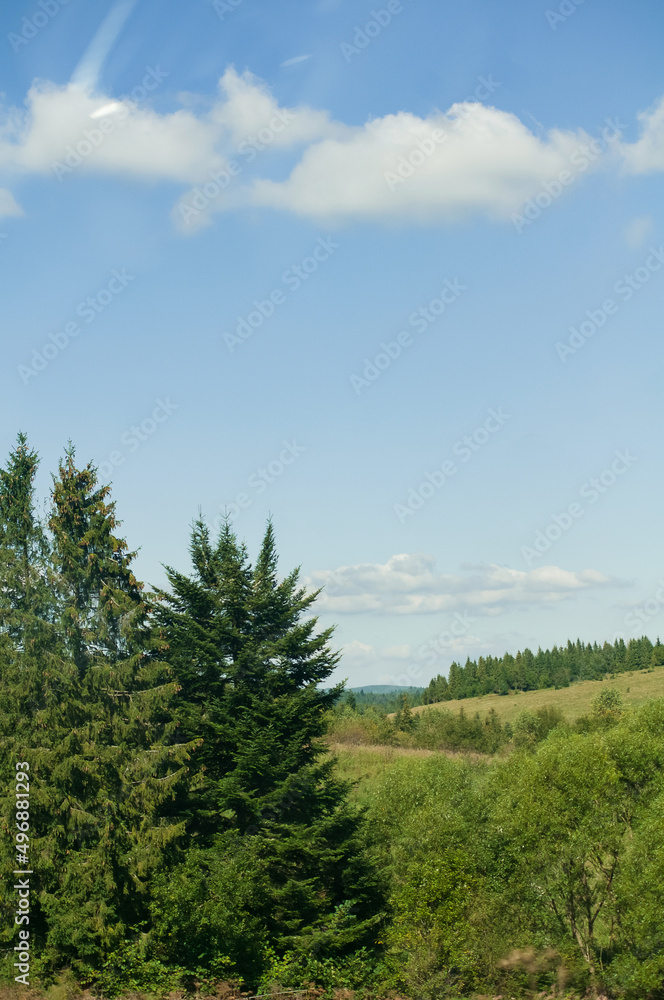 Beautiful landscapes of high mountains in warm autumn in the Carpathians Beautiful landscapes of high mountains in warm autumn in the Carpathians
