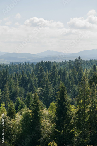 Beautiful landscapes of high mountains in warm autumn in the Carpathians