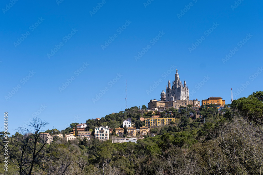 Temple of the Sacred Heart of Jesus on Tibidabo mountain in the Collserola natural park in Barcelona