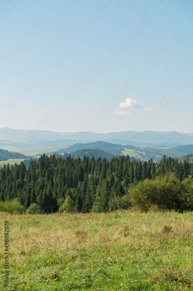 Fototapeta premium Beautiful landscapes of high mountains in warm autumn in the Carpathians