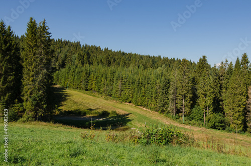 Beautiful landscapes of high mountains in warm autumn in the Carpathians