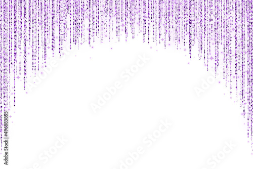 Purple decoration round arch glitter garland on white background. Vector