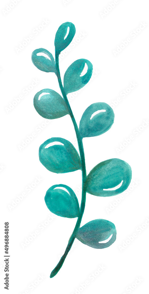 Neo-mint branch, paint, trend colors. Abstract resulting from mixing the colour with the base paint.