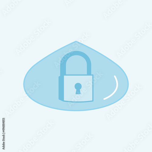 Water drop with padlock symbol as a gimmick of water security. Vector illustration outline flat design style.