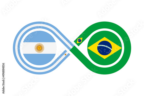 the concept of harmony icon. argentina and brazil flags. vector illustration isolated on white background
