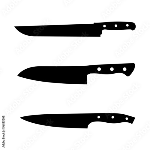 Kitchen Knife Silhouette. Butcher Knife Black and White Icon Design Element on Isolated White Background