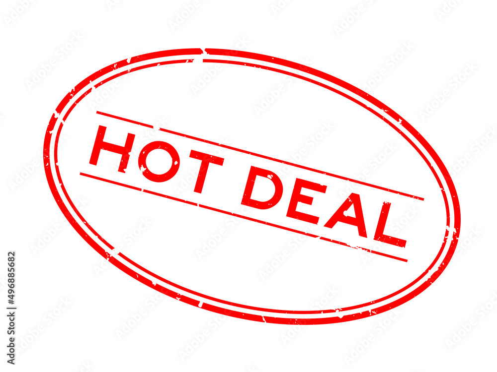 Grunge red hot deal word oval rubber seal stamp on white background Grunge red hot deal word oval rubber seal stamp on white background