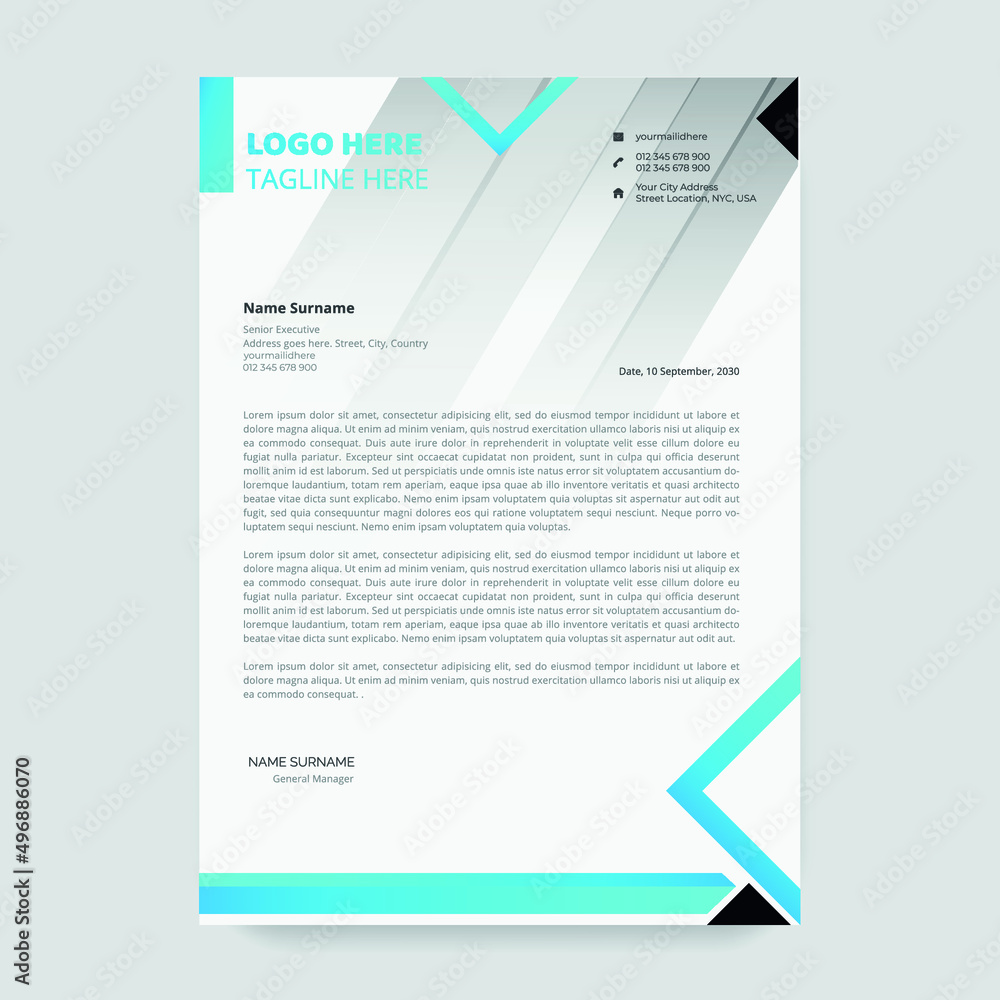 Modern green blue corporate letterhead page design templates