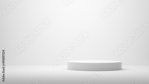 Fotografia Empty white round pedestal or podium showcase stage for product display