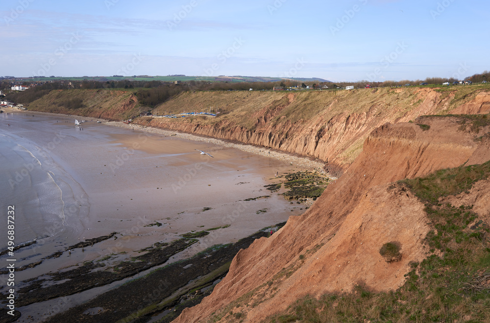 Example of coastal erosion at Filey, East Yorkshire, UK