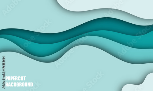 Green color background wave paper art design, Vector design layout for business presentations, flyers, posters and invitations. 