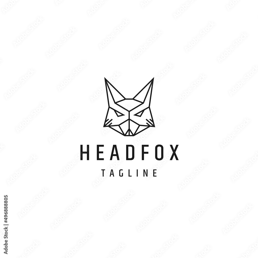 Head fox line logo icon design template flat vector Head fox line logo icon design template flat vector