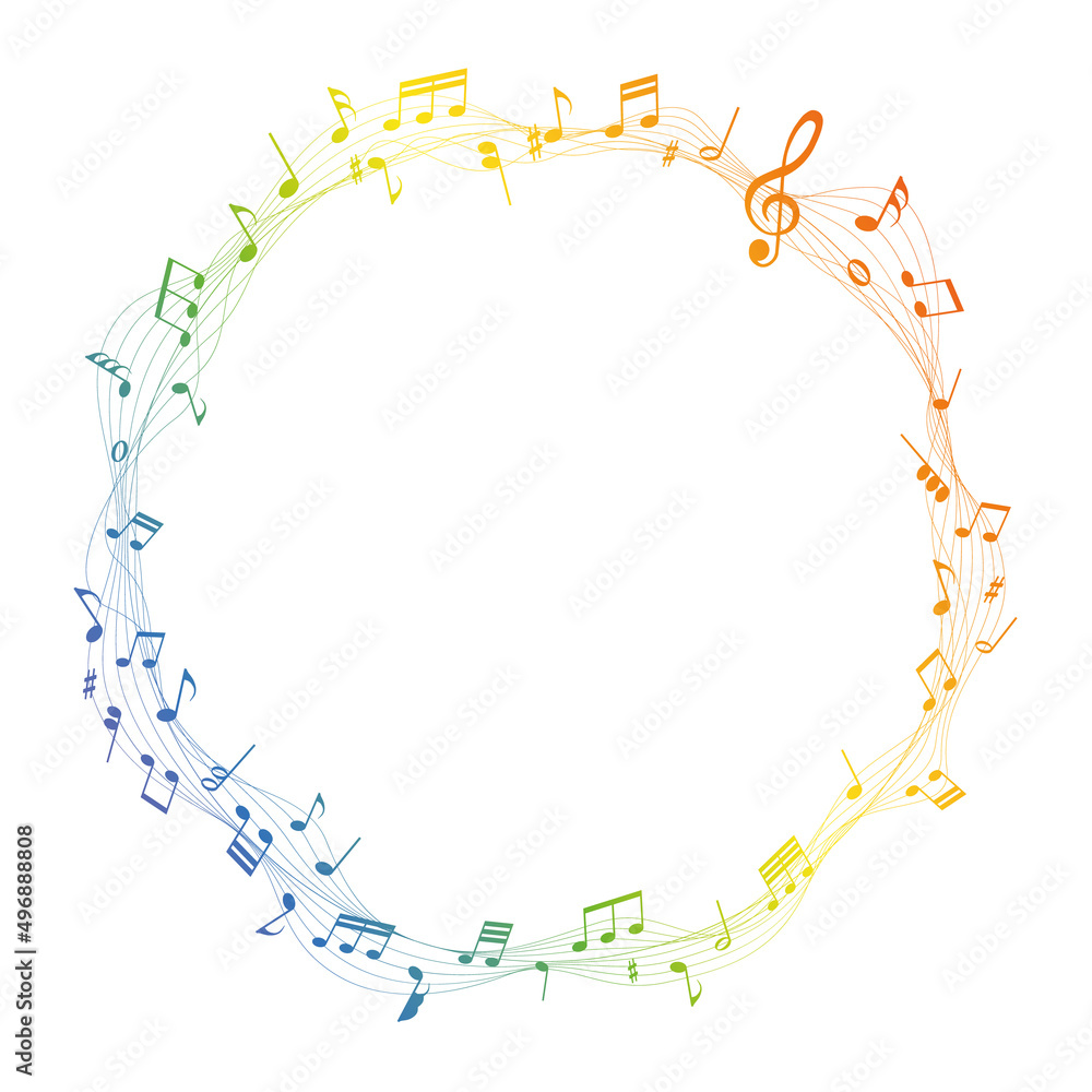 rainbow music notes border