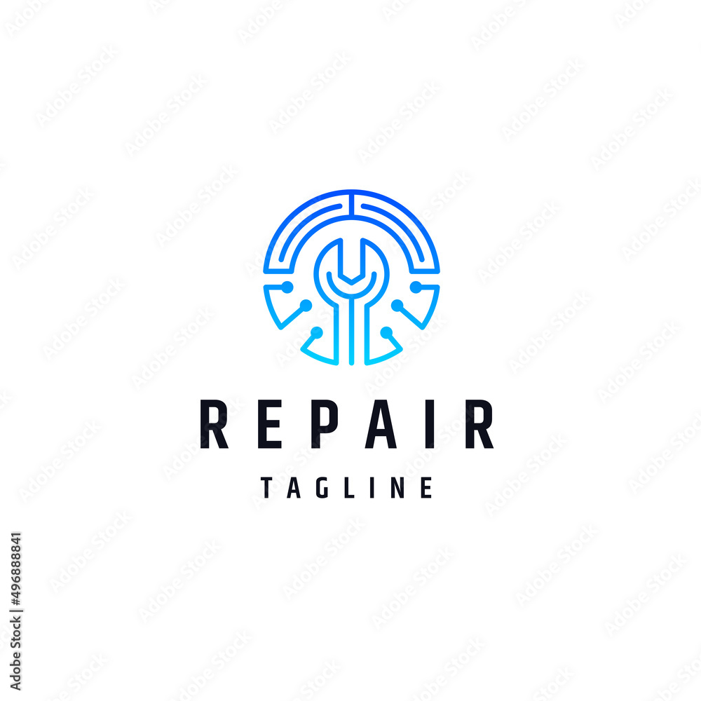 Repair technology logo icon design template flat vector