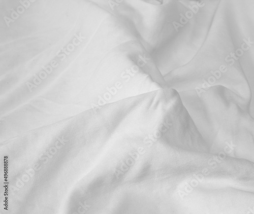 white crumpled blanket, texture, background, top view