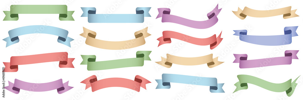 vector design element - different colored vintage ribbon banner labels on white background