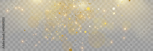 Light effect with lots of shiny highlights. background of abstract gold, blue and silver glittering lights. defocused