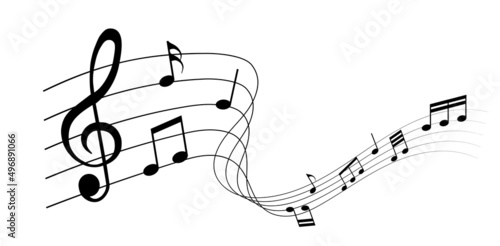  vector sheet music - musical notes melody on white background	