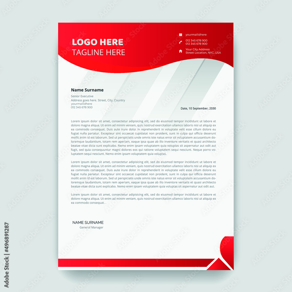 Modern red corporate letterhead page design templates Modern red corporate letterhead page design templates